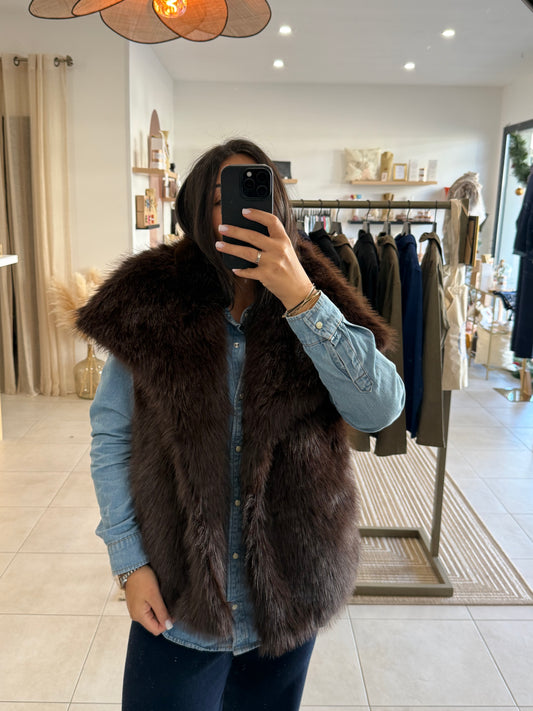 Gilet sans manches fausse-fourrure