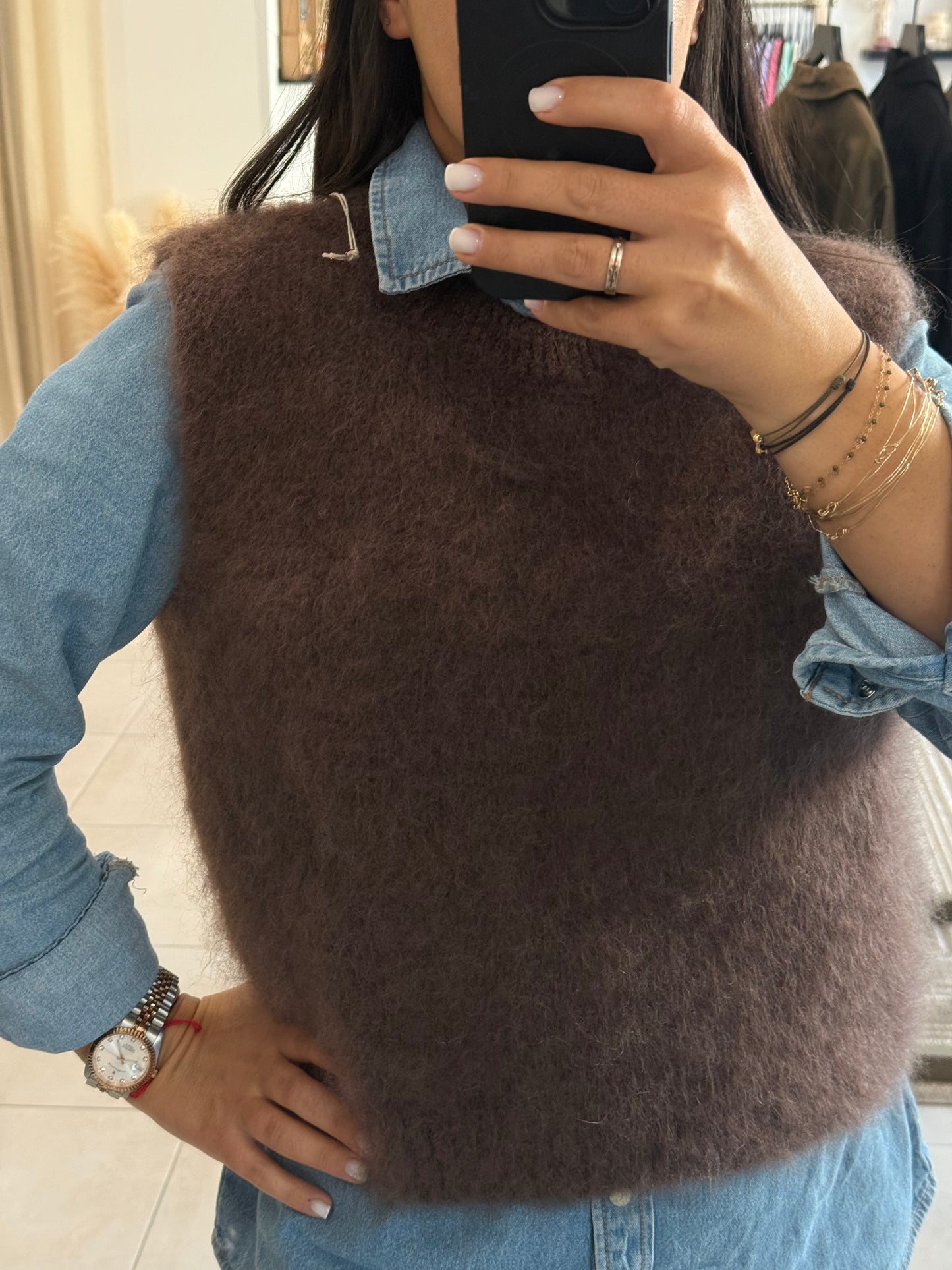 Pull sans manches mohair