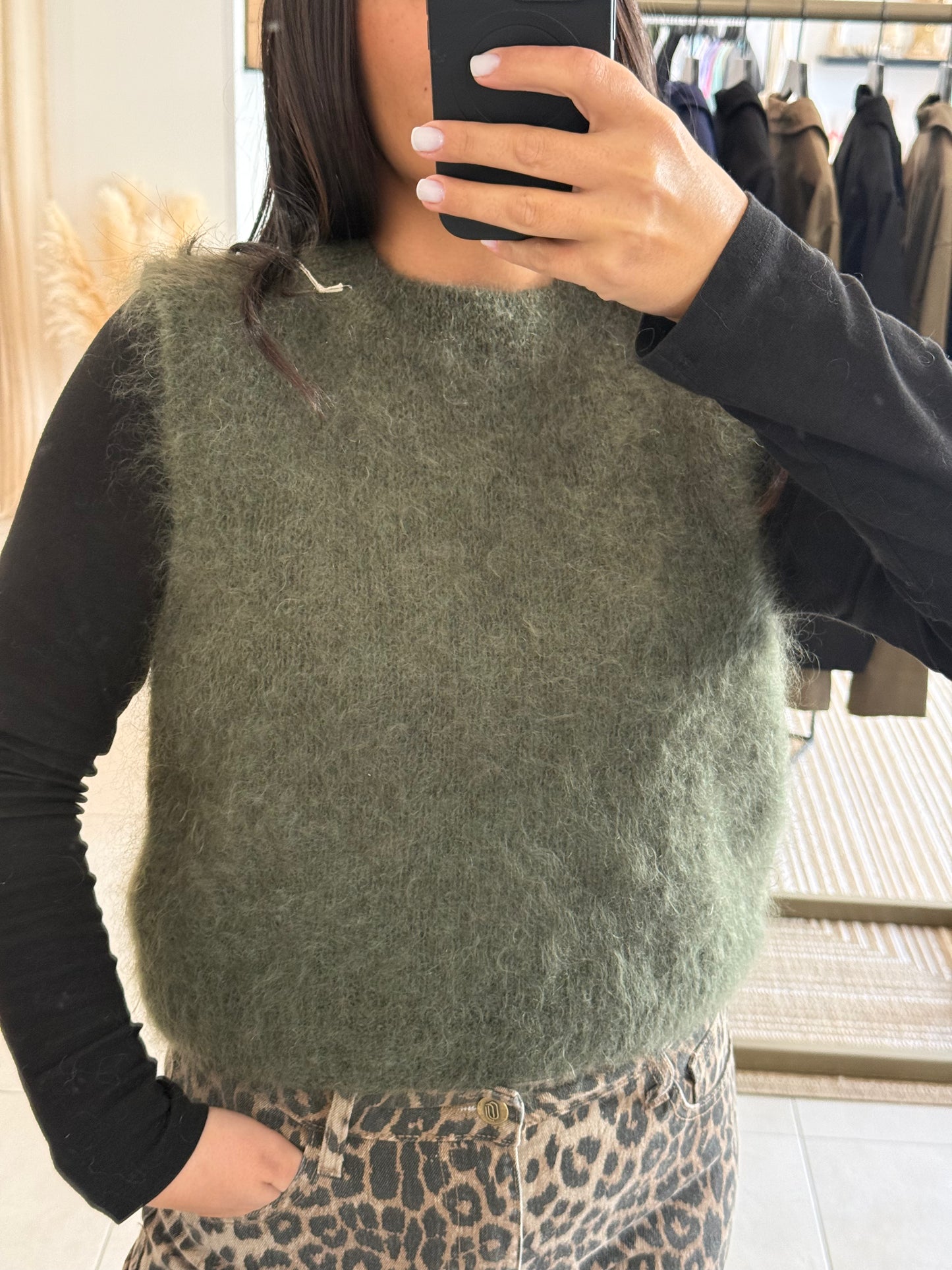Pull sans manches mohair