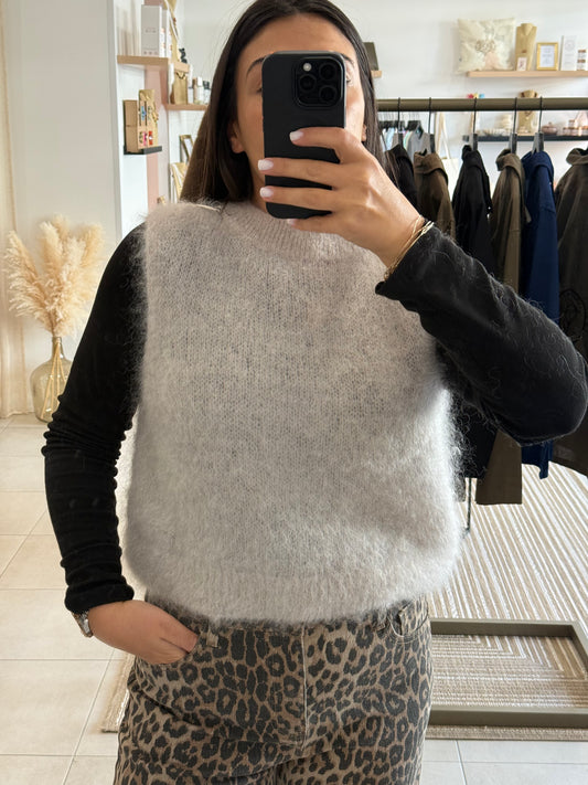 Pull sans manches mohair