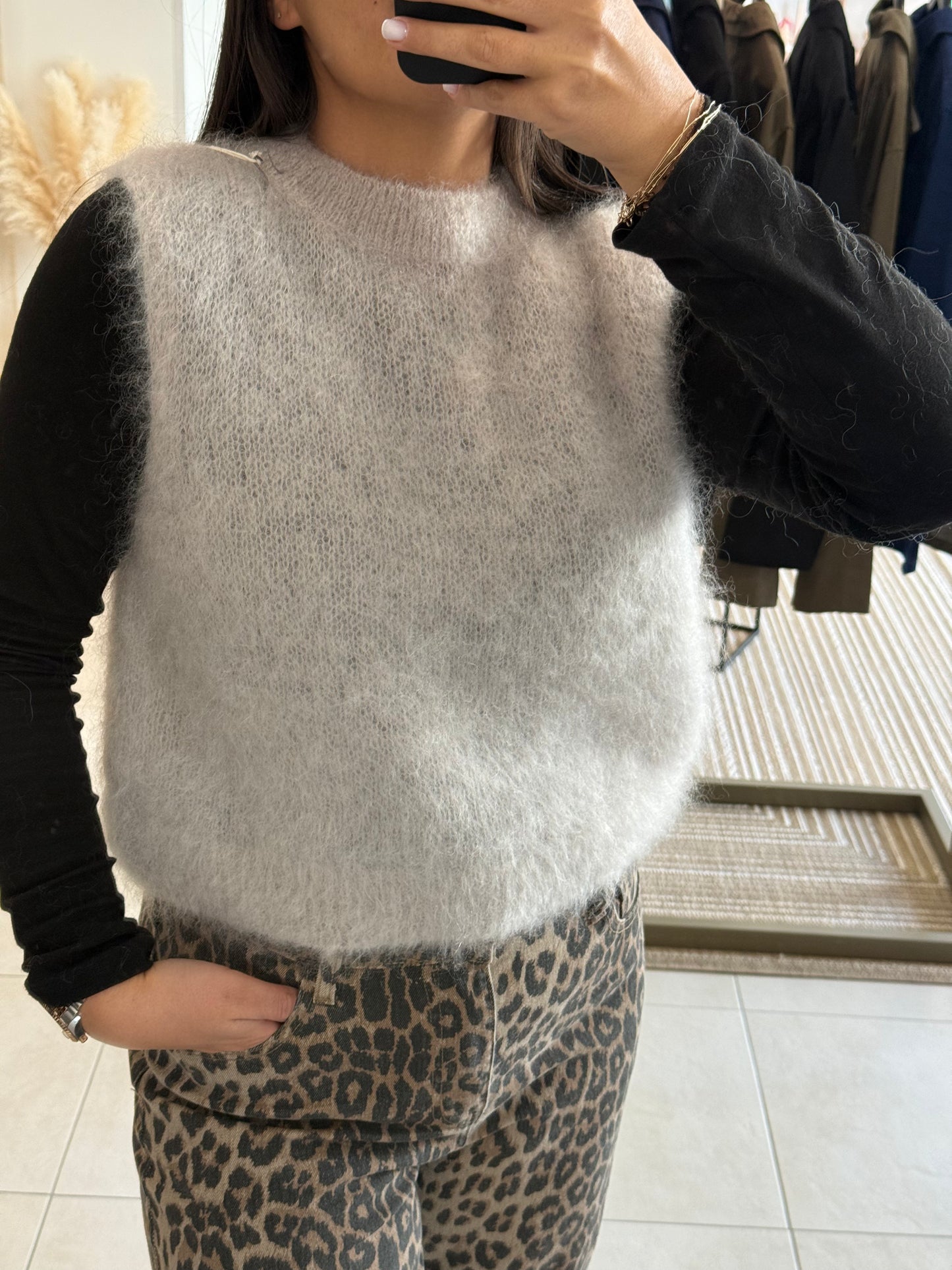 Pull sans manches mohair