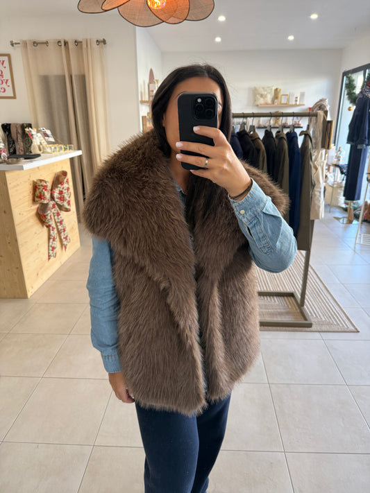 Gilet sans manches fausse-fourrure