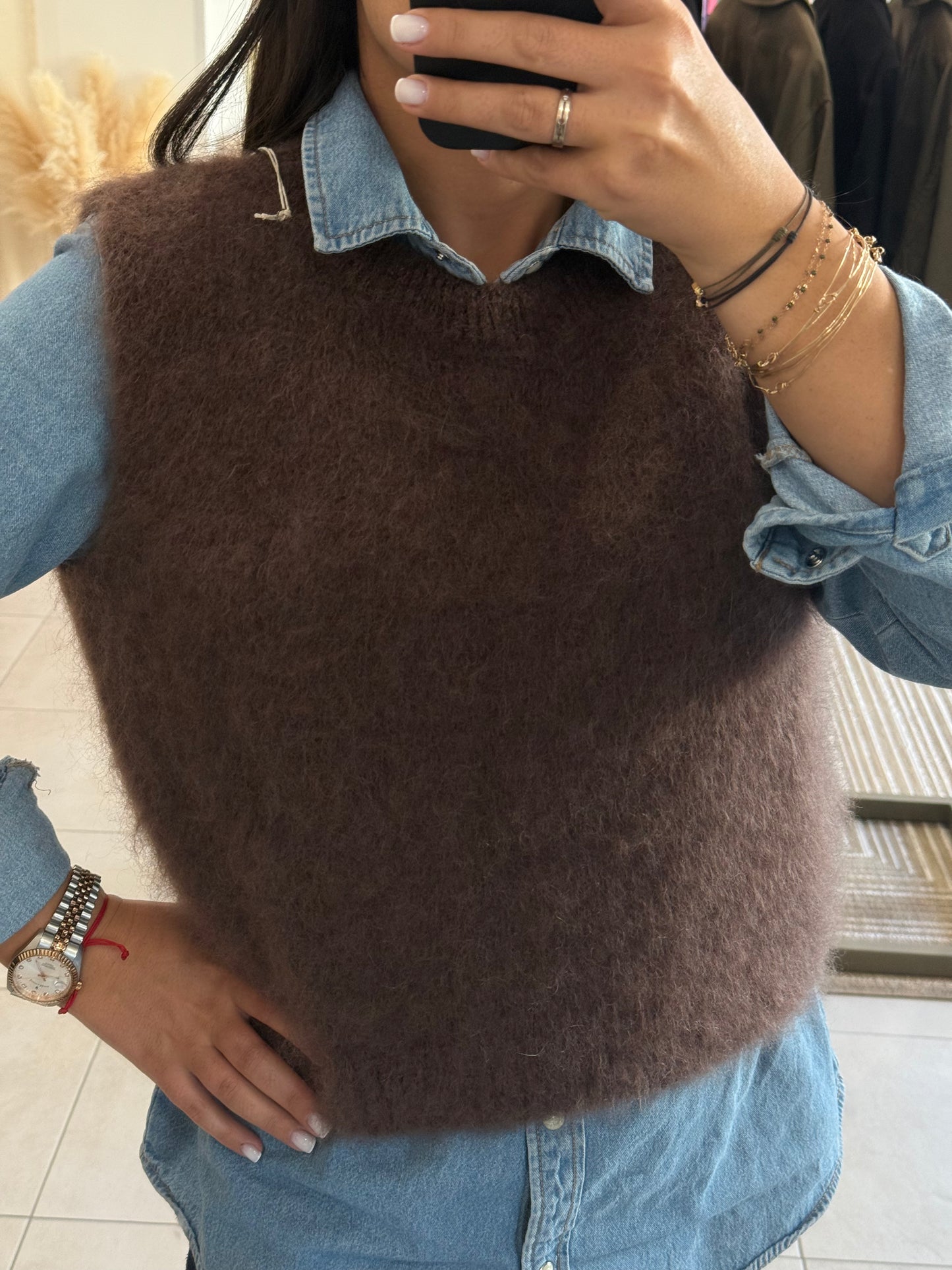 Pull sans manches mohair